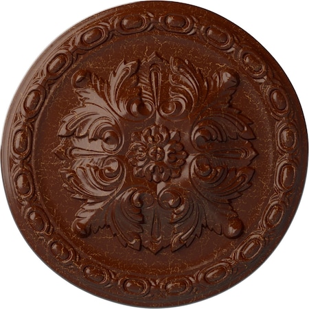 Stockport Ceiling Medallion, Hand-Painted Burnished Mahogany Crackle, 11 3/4OD X 3/8P